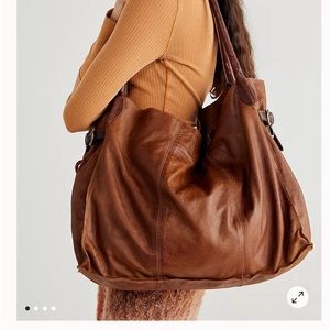 Free People “We The People” Oversized Leather Tote, Toffee. New without tags.